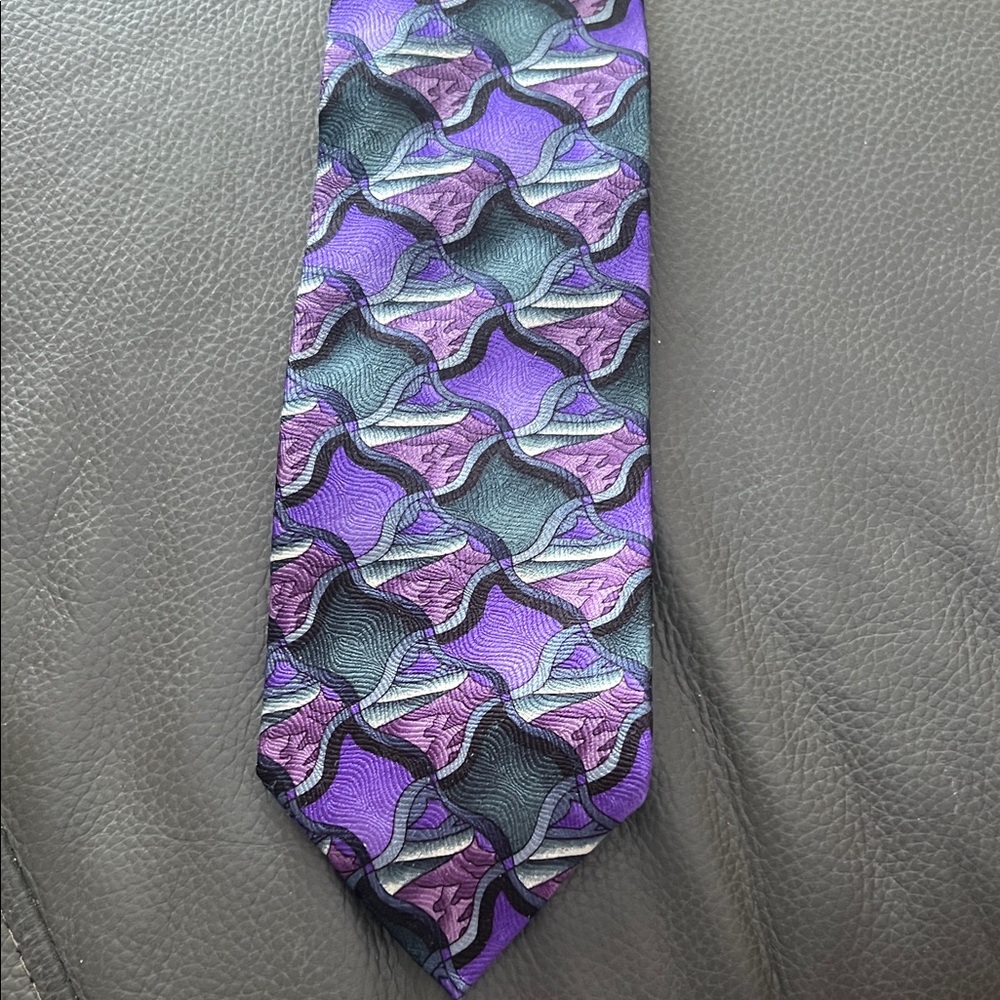 J. Garcia Purple and Gray Geometric Tie